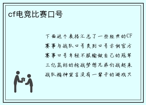 cf电竞比赛口号